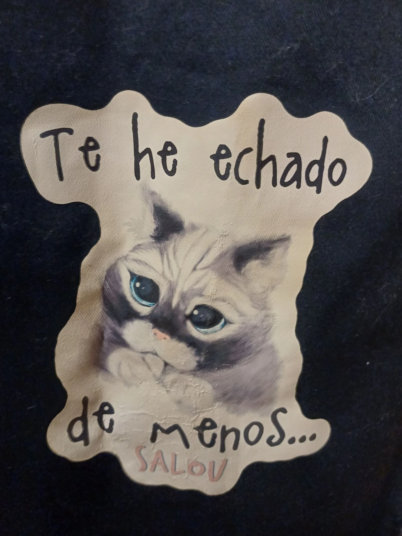 Zwart schortje met één zak met kattenpatroon te he echado de menos salou – photo 7